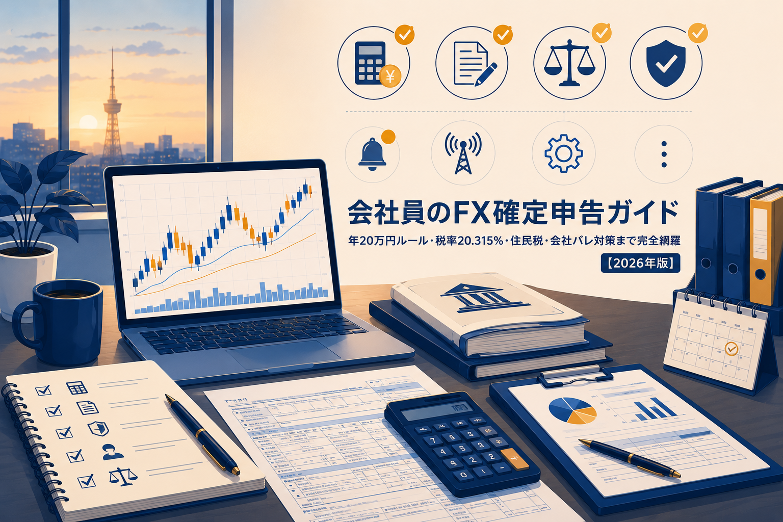 会社員のFX確定申告ガイド|年20万円ルール・税率20.315%・住民税・会社バレ対策まで完全網羅【2026年版】